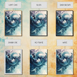 Swirling Teal Abstract Canvas Print Minimalist Coastal Art Modern Zen Wall Decor Living Room Gift Idea Unique Wabi Sabi