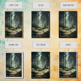 Forest Path Landscape Framed Canvas Print with Pine Tree Art, Rustic Decor and Serene Nature Above Sofa Artwork