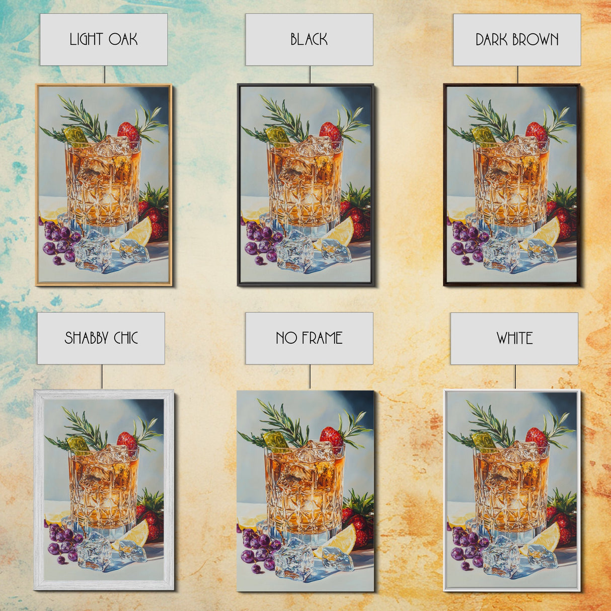 Whiskey Glass Canvas Print | Rustic Bar Kitchen Wall Art | Coastal Decor Martini Painting | Living Room Gift Idea for Him Art Print