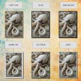 Octopus Art Framed Canvas Print with Intricate Nautical Decor and Ocean-Inspired Details, Rustic Coastal Wall Art Perfect Gift Idea