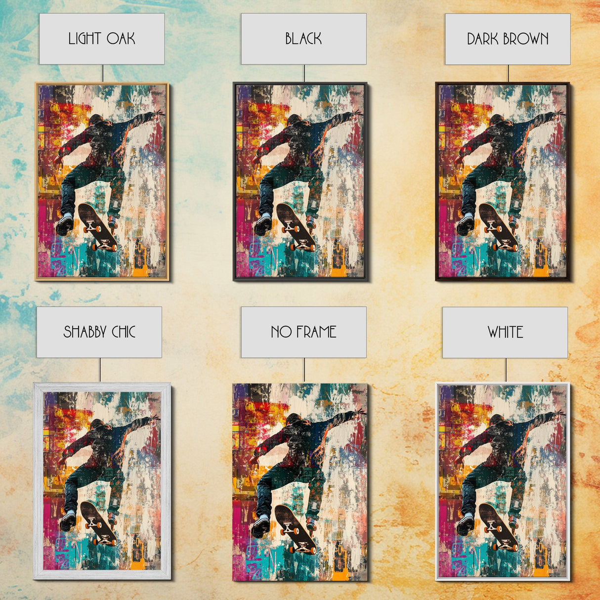 Urban Skater Canvas Print with Graffiti Wall Art and Street Style Design, Perfect for Modern Chicano Art Inspired Decor