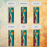 Lone Howl, southwest wall art, desert painting, moon oil painting, silhouette painting, rustic art, teal wall art, Canvas Print