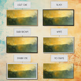 Abstract Landscape, Moody Art, Horizon Painting, Green Wall Art, Extra Wide Art, Panoramic Art, Framed Canvas Print, Living Room Art