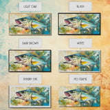 Fish Painting, Coastal Wall Art, Nautical Decor, Wildlife Painting, Fly Fishing Art, Extra Wide Art, Framed Canvas Print, Above Couch Art