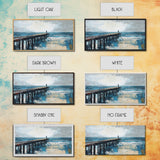Pier at Dusk, moody art, coastal wall art, ocean painting, nautical painting, wabi sabi art, panoramic art, Canvas Print, seascape