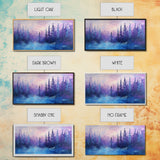 Forest at Dusk, Moody Art, Pine Tree Art, Smoky Mountain Art, Framed Canvas Print, Landscape Painting, Extra Wide Art