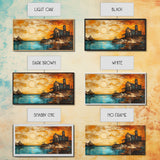 Rustic Barn, sunset painting, farmhouse art, rustic wall art, panoramic painting, framed canvas print, southwest wall art