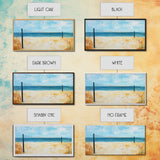 Beach Volleyball, Coastal Wall Art, Nautical Decor, Seascape Painting, Ocean Painting, Framed Canvas Print, Extra Wide Art, Boho Art