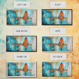 Tribal Arrow, Framed Canvas Print, geometric wall art, teal wall art, sacred geometry wall art, boho art, extra wide art
