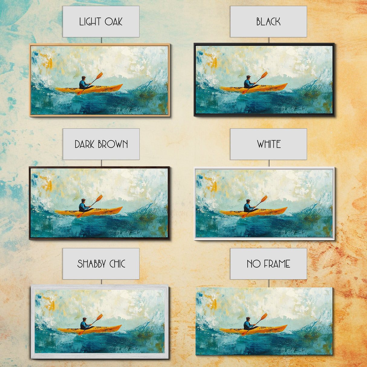 Kayaker at Sea, Canvas Print, fisherman painting, coastal painting, seascape painting, nautical decor, surf wall art, extra wide art