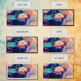 Water Lily, koi fish painting, botanical prints, pink orange wall art, floral painting, nature wall art, framed canvas print