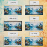 Snowy Peaks, mountain painting, framed canvas print, landscape painting, extra wide art, rustic wall art, above bed wall art
