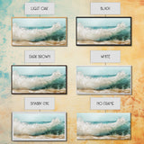 Ocean Wave, Beach Splash, Panoramic Art, Framed Canvas Print, Surf Wall Art, Nautical Decor, Coastal Wall Art, Extra Wide Art