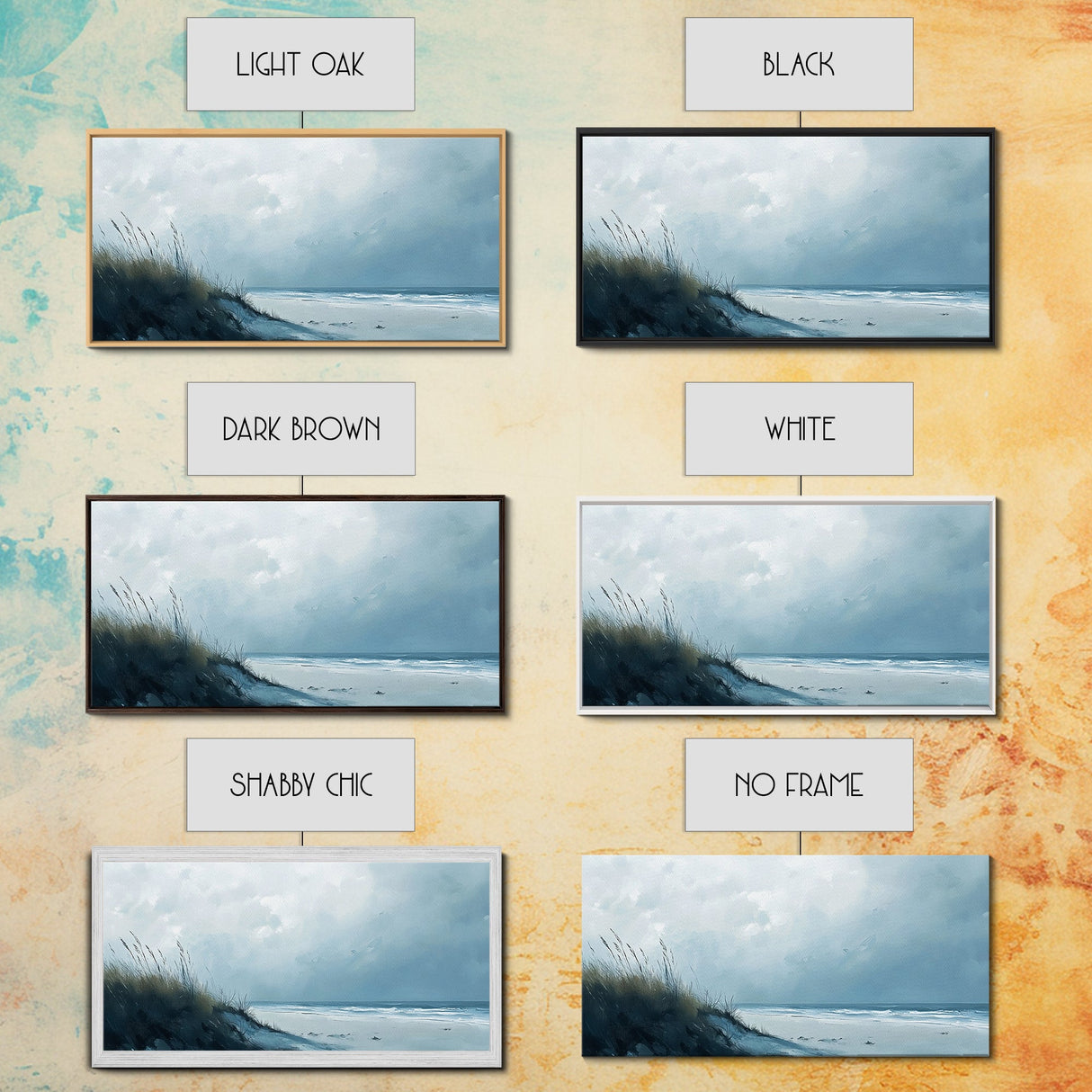 Seascape painting, coastal wall art, framed canvas print, beach painting, nautical decor, extra wide art, panoramic wall art