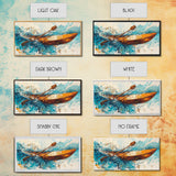 Nautical painting, boat painting, framed canvas print, extra wide art, seascape painting, rustic wall art, coastal wall art, ocean waves
