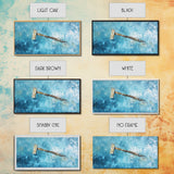 Wabi sabi art, minimalist art, framed canvas print, extra wide art, abstract painting, rustic wall art, textured blue wall decor