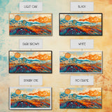 Surreal Abstract Art, phoenix metal art, geometric wall art, moody art, panoramic art, extra wide art, Framed Canvas Print