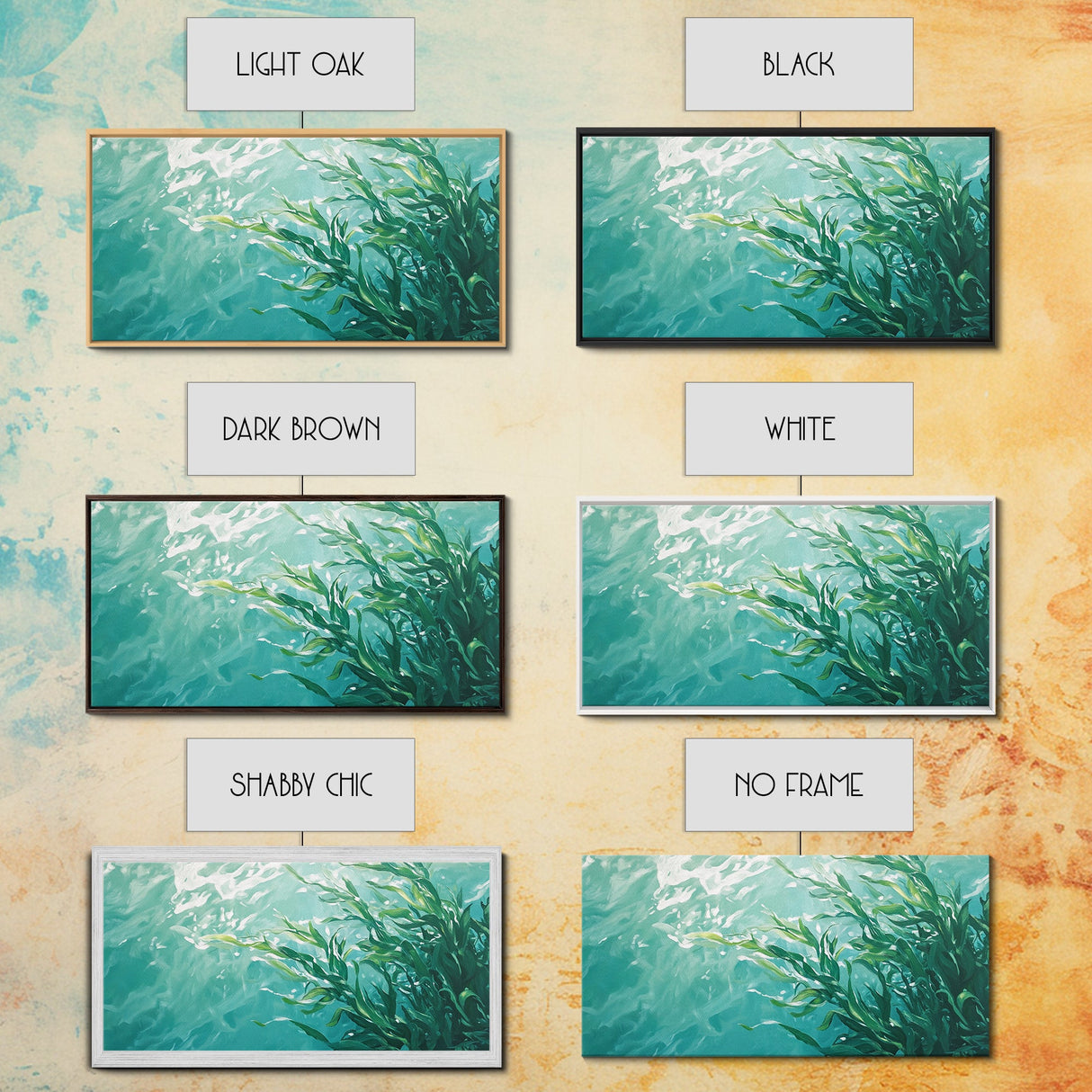 Kelp Forest Art, Coastal Landscape Art, Nautical Wall Art, Framed Canvas Print, Ocean Inspired Artwork, Blue and Green Wall Art