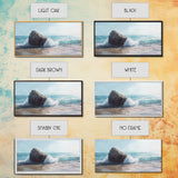 Ocean Rock Painting, seascape painting, coastal decor, nautical wall art, above bed wall art, horizontal art, canvas print