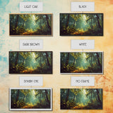 Forest Path, Sunlit Trees, Green Wall Art, Nature Landscape, Panoramic Painting, Rustic Wall Art, Framed Canvas Print