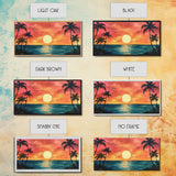 Tropical Sunset, Palm Tree Art, Coastal Cowgirl Wall Art, Hawaii Art, Ocean Landscape, Horizontal Wall Art, Framed Canvas Print