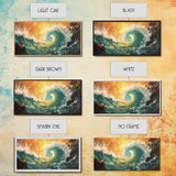 Golden Wave, surf wall art, seascape painting, coastal decor, nautical wall art, beach house decor, panoramic art, Canvas Print