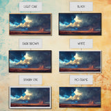 Southwest storm, desert lightning, panoramic art, framed canvas print, mountain painting, extra wide art, dramatic wall art