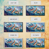 Koi Fish Painting, Framed Canvas Print, fly fishing art, trout art, extra wide painting, colorful fish painting, panoramic art
