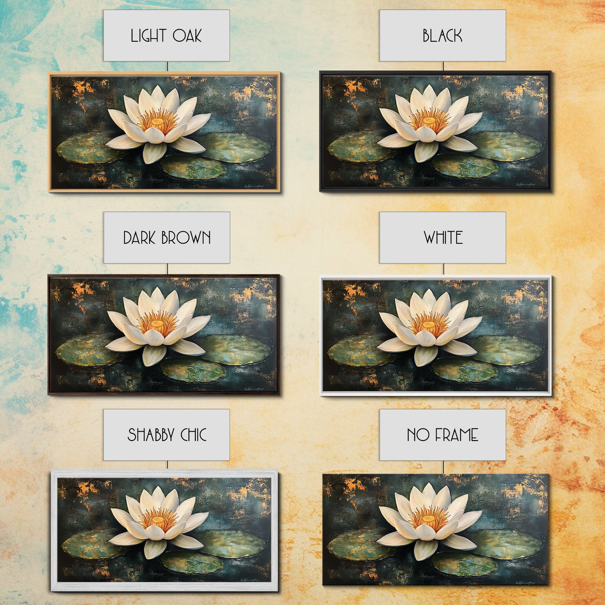 White Lotus, Framed Canvas Print, botanical prints, zen wall art, meditative decor, extra wide painting, spiritual art