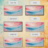 Abstract, pink blue, dreamy sky, Canvas Print, pink abstract art, landscape painting, soft color art, horizontal wall art