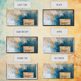 Abstract Rustic Art, Blue Gold Textured, Canvas Print, Wabi Sabi Art, Minimalist Art, Therapy Art, Extra Wide Art, Modern Decor