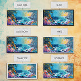 Coastal Cliff, vibrant ocean painting, surf wall art, Hawaii art, seascape painting, colorful beach art, Framed Canvas Print, extra wide art