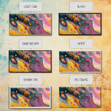 Abstract Galaxy, blotter art, cosmic painting, psychedelic art, vibrant colors, wabi sabi art, contemporary art, Framed Canvas Print