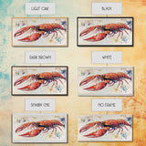 Crayfish Painting, Seafood Art, Rustic Wall Art, Coastal Kitchen Decor, Fishing Art, Nautical Decor, Long Narrow Wall Art, Canvas Print