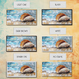 Seashell Art, Coastal Landscape, Nautical Wall Art, Rustic Wall Art, Extra Wide Art, Horizontal Wall Art, Framed Canvas Print, Beach House Decor