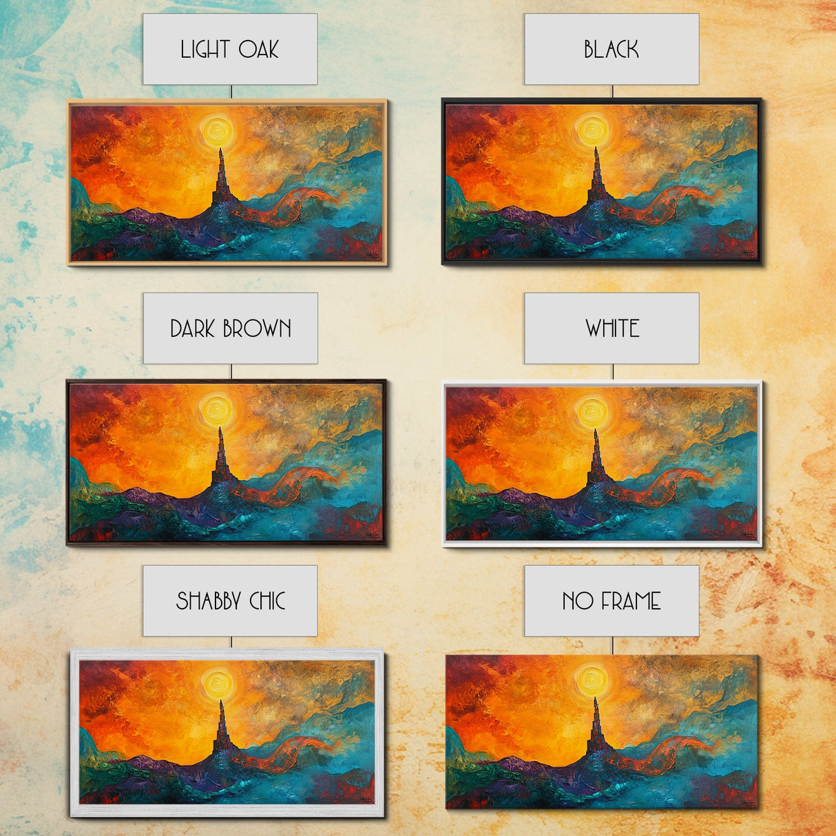 Ozymandias Art, Fantasy Landscape Art, Surreal Painting, Dark Romance Painting, Sunset Wall Art, Horizontal Art, Framed Canvas Print