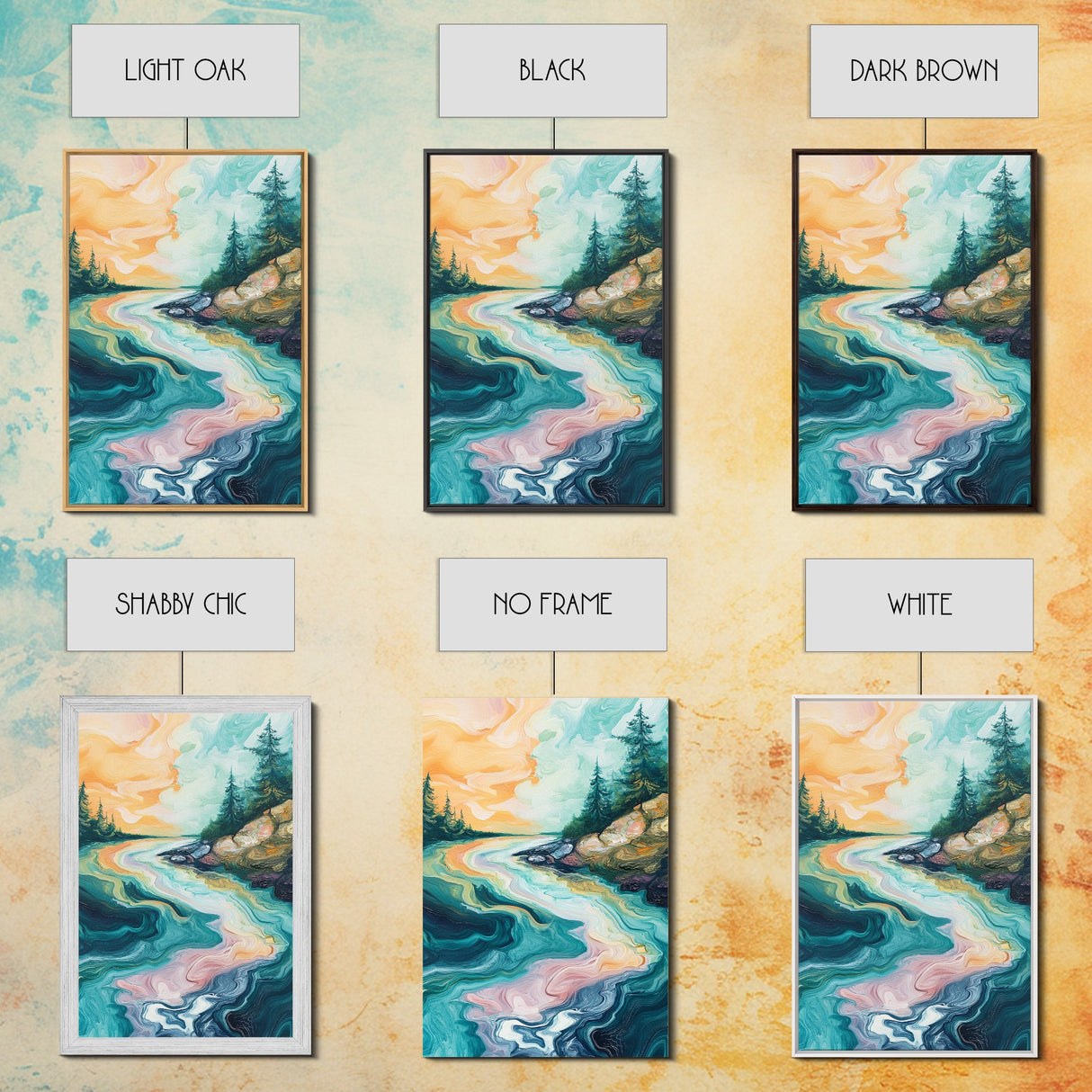 Swirling River Art, Abstract Nature Scene, Dreamy Landscape, Flowing Water, Boho Wall Art, Colorful Decor, Canvas Print