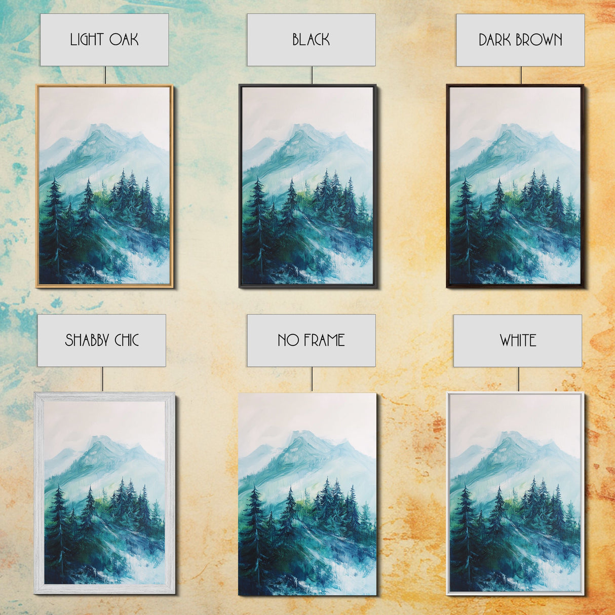 Mountain Painting, Forest Landscape Art, Nature Scene, Blue and Green Wall Art, Tranquil Scenery, Rustic Decor, Canvas Print