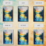 Golden Glow, lake Tahoe art, mountain painting, landscape painting, above bed wall art, framed canvas print, panoramic painting