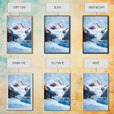 Snowy Mountain Lake, mountain painting, landscape painting, lake Tahoe art, extra wide art, panoramic art, Canvas Print