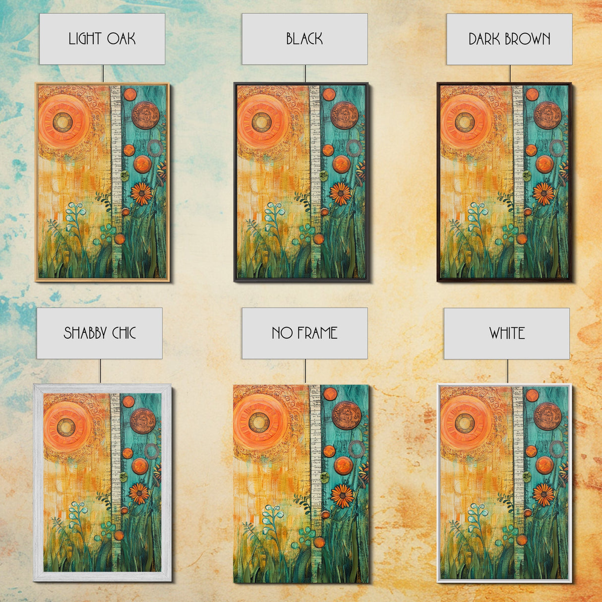 Sun and Nature, Botanical Prints, Sacred Geometry Wall Art, Moroccan Wall Art, Wabi Sabi Art, Canvas Print, Gift Idea
