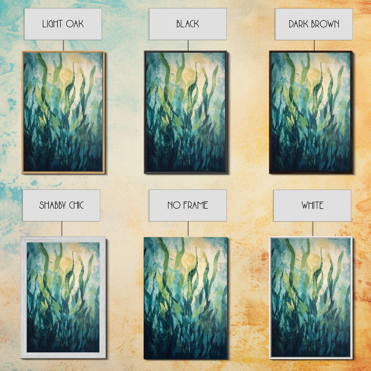 Underwater Kelp Forest, Coastal Landscape Art, Teal Wall Art, Nautical Decor, Nature Inspired Art, Wabi Sabi Art, Canvas Print