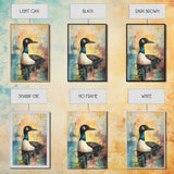 Loon Painting, bird art, blue and green wall art, moody art, gift idea for him, rustic decor, Framed Canvas Print, above couch art