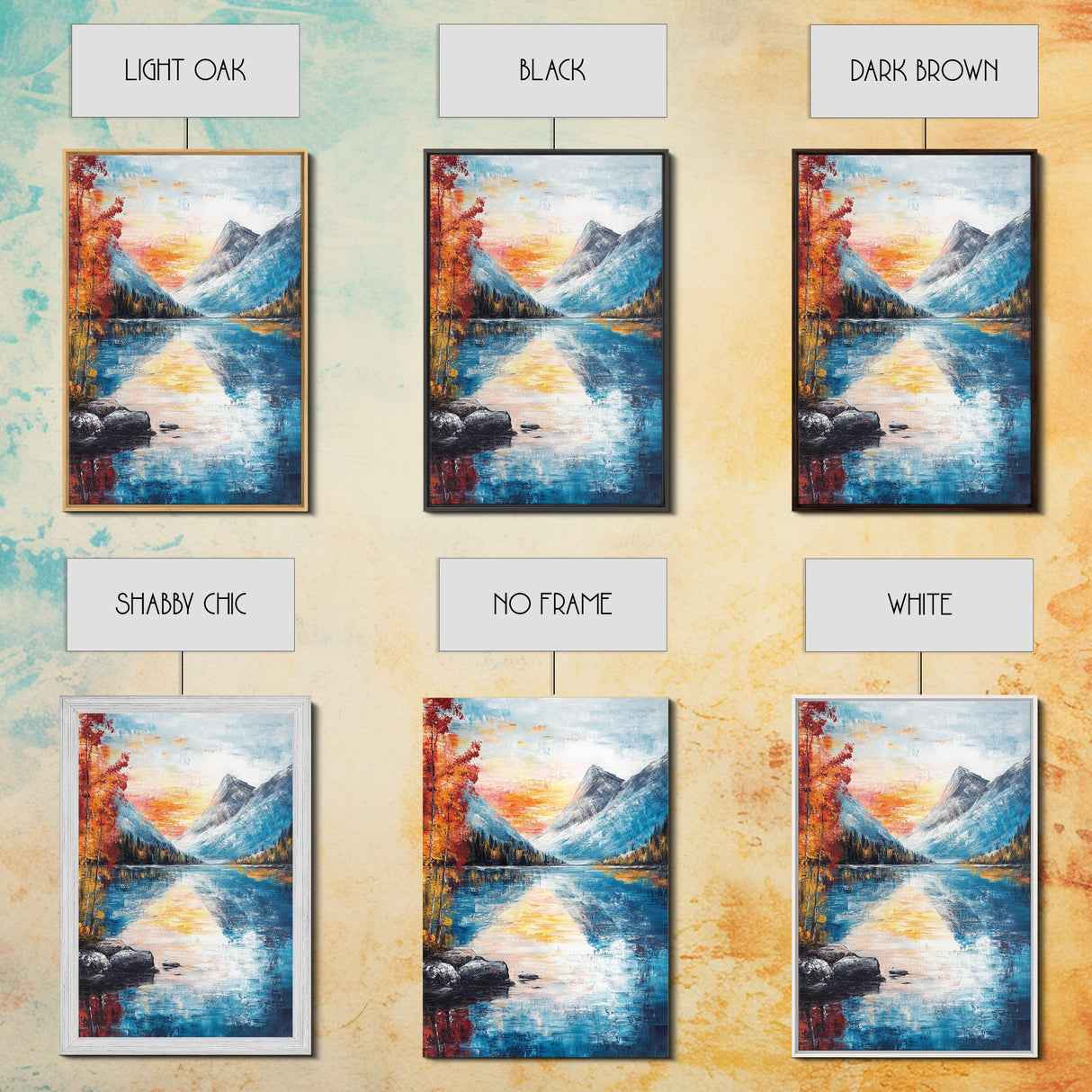 mountain painting, fall art, lake Tahoe art, coastal decor, smoky mountain art, above bed wall art, Framed Canvas Print, landscape painting