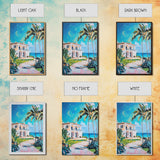 Palm Tree Art, Tropical House Painting, Coastal Landscape Art, Framed Canvas Print, Nautical Painting, Coastal Decor, Boho Art
