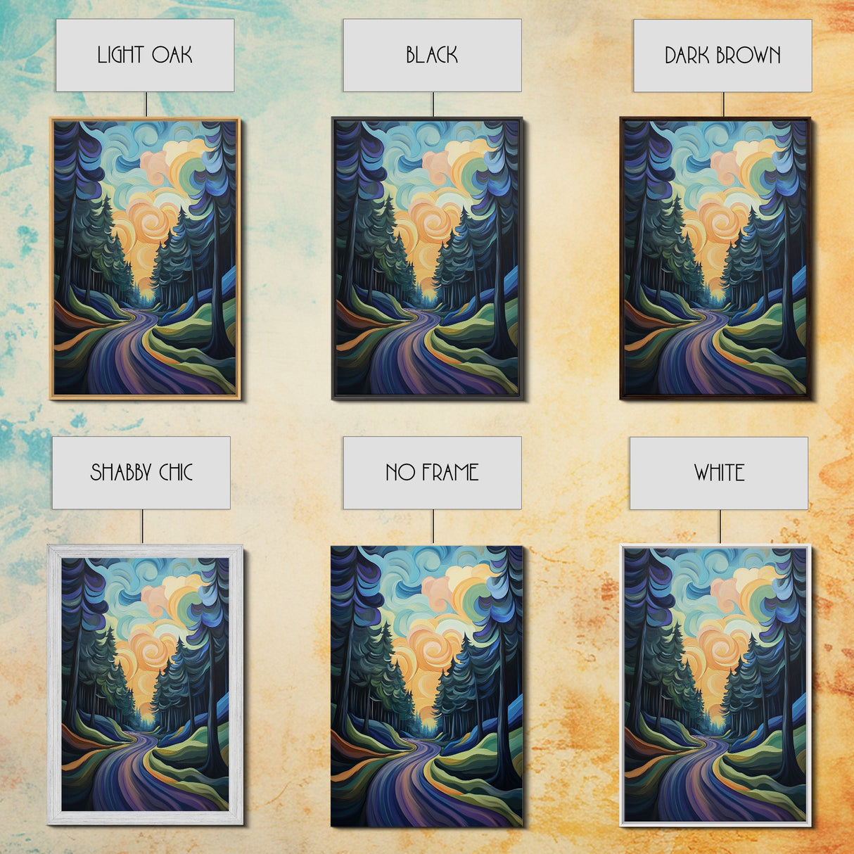 Fantasy Forest, pine tree art, forest at dusk painting, smoky mountain art, Canvas Print, moody art, tall skinny art, guest room art