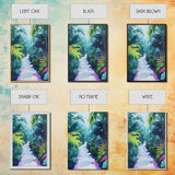 Jungle Walkway, tropical painting, palm tree painting, botanical prints, green wall art, living room art, canvas print, home decor