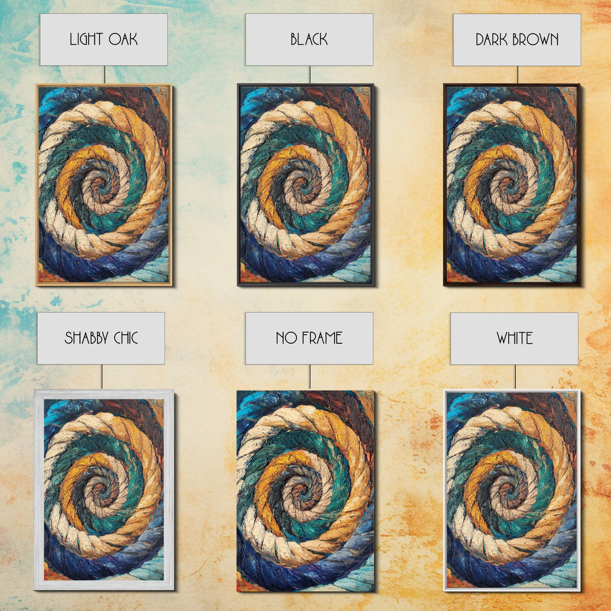 Nautical Spiral, Abstract Ocean Art, Canvas Print, Coastal Wall Art, Moody Art, Geometric Painting, Living Room Art, Gift Idea