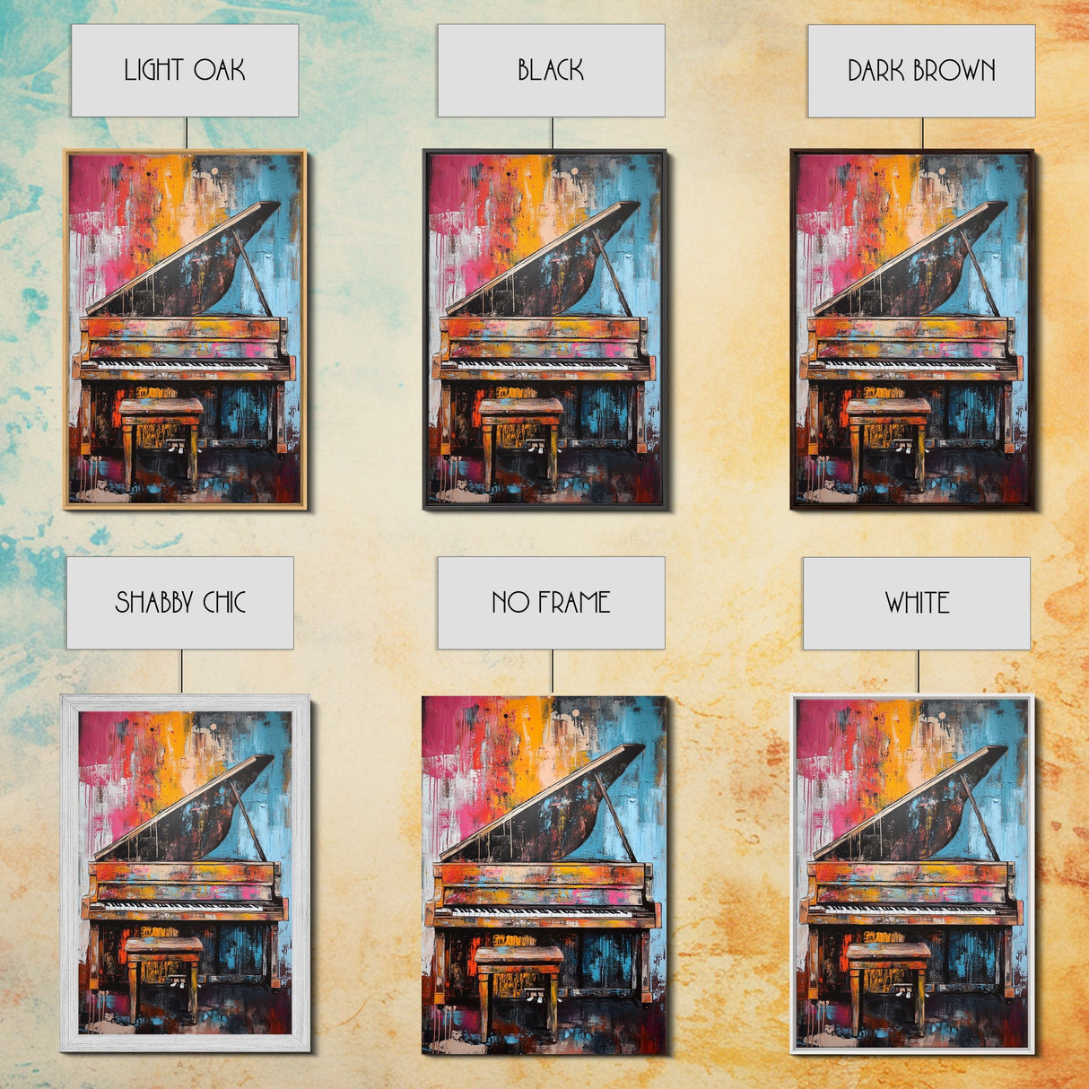 Abstract Piano Art, Music Wall Decor, Colorful Instrument Painting, Moody Art, Living Room Wall Art, Canvas Print, Gift Idea