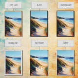 Coastal Sand Dunes Framed Canvas Print Serene Beach Painting, Ocean Landscape Wall Art, Relaxing Bedroom Decor, Nautical Home Style